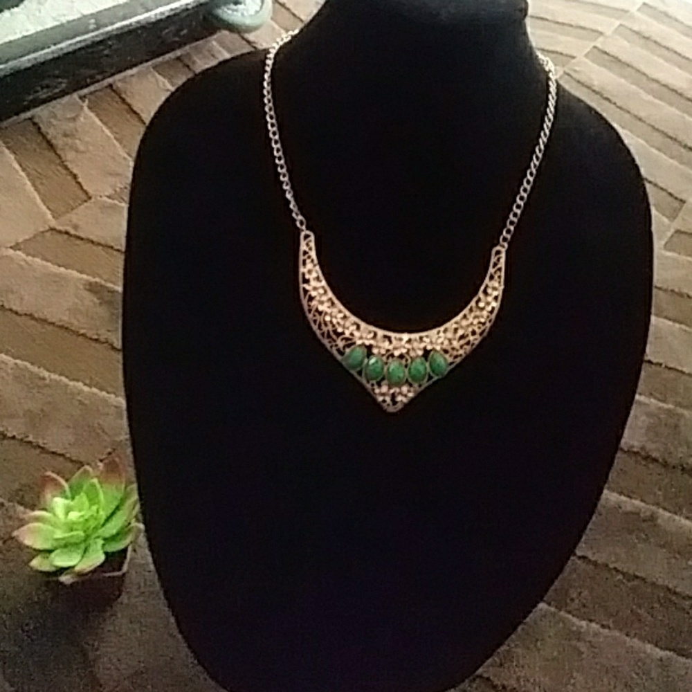Green & Gold Statement Necklace
